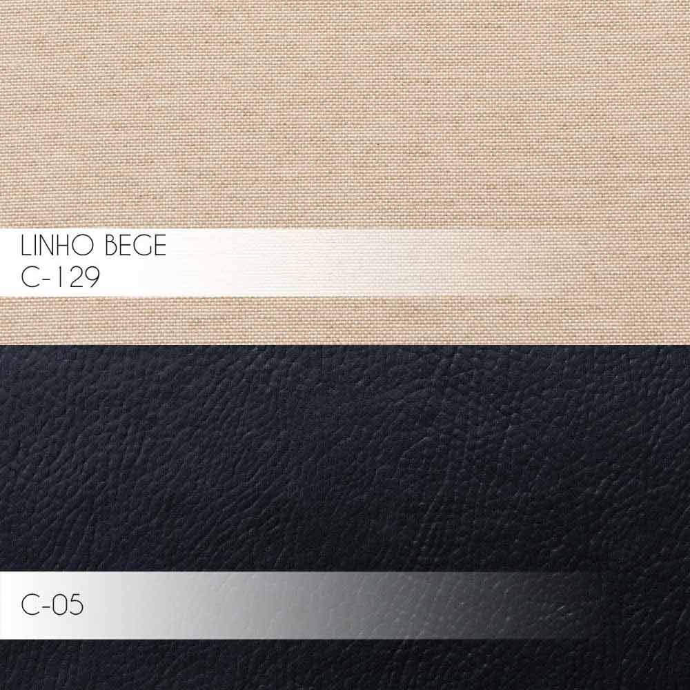 Kit 2 Poltronas Decorativas Kitana Pés Palito PU Sintético/Linho Preto/Bege G15 - Gran Belo
