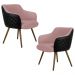 Kit 2 Poltronas Decorativas Kitana Pés Palito PU Sintético/Linho Preto/Rosa G15 - Gran Belo