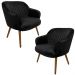 Kit 2 Poltronas Decorativas Kitana Pés Palito Veludo Preto G15 - Gran Belo