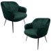 Kit 2 Poltronas Decorativas Kitana Pés Polido Palito Veludo Verde G15 - Gran Belo