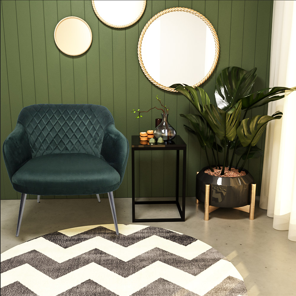 Kit 2 Poltronas Decorativas Kitana Pés Polido Palito Veludo Verde G15 - Gran Belo