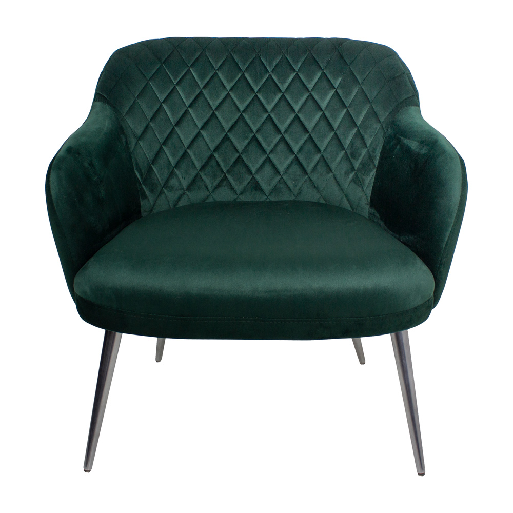 Kit 2 Poltronas Decorativas Kitana Pés Polido Palito Veludo Verde G15 - Gran Belo