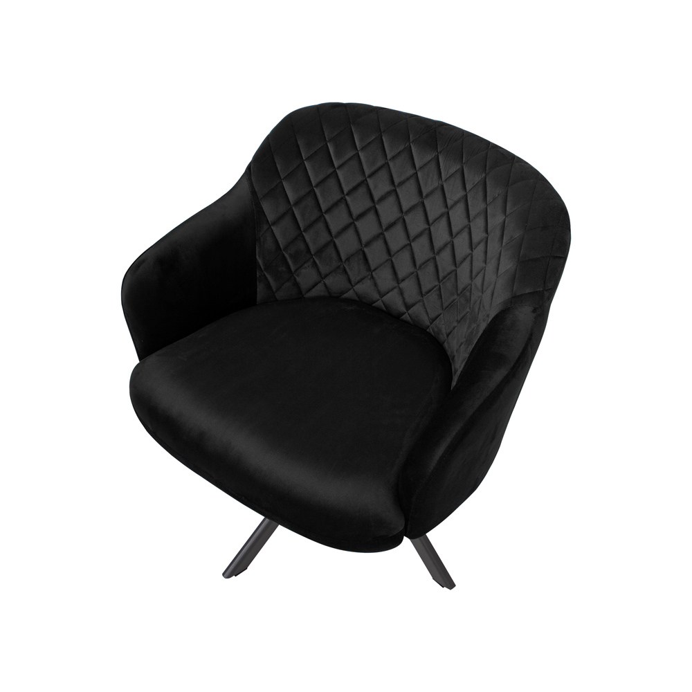 Kit 2 Poltronas Decorativas Kitana Pés Preto Giratório Veludo Preto - Gran Belo