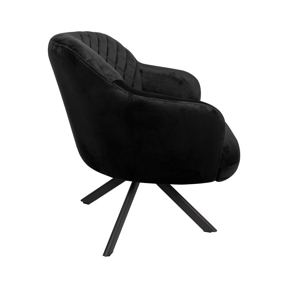 Kit 2 Poltronas Decorativas Kitana Pés Preto Giratório Veludo Preto - Gran Belo
