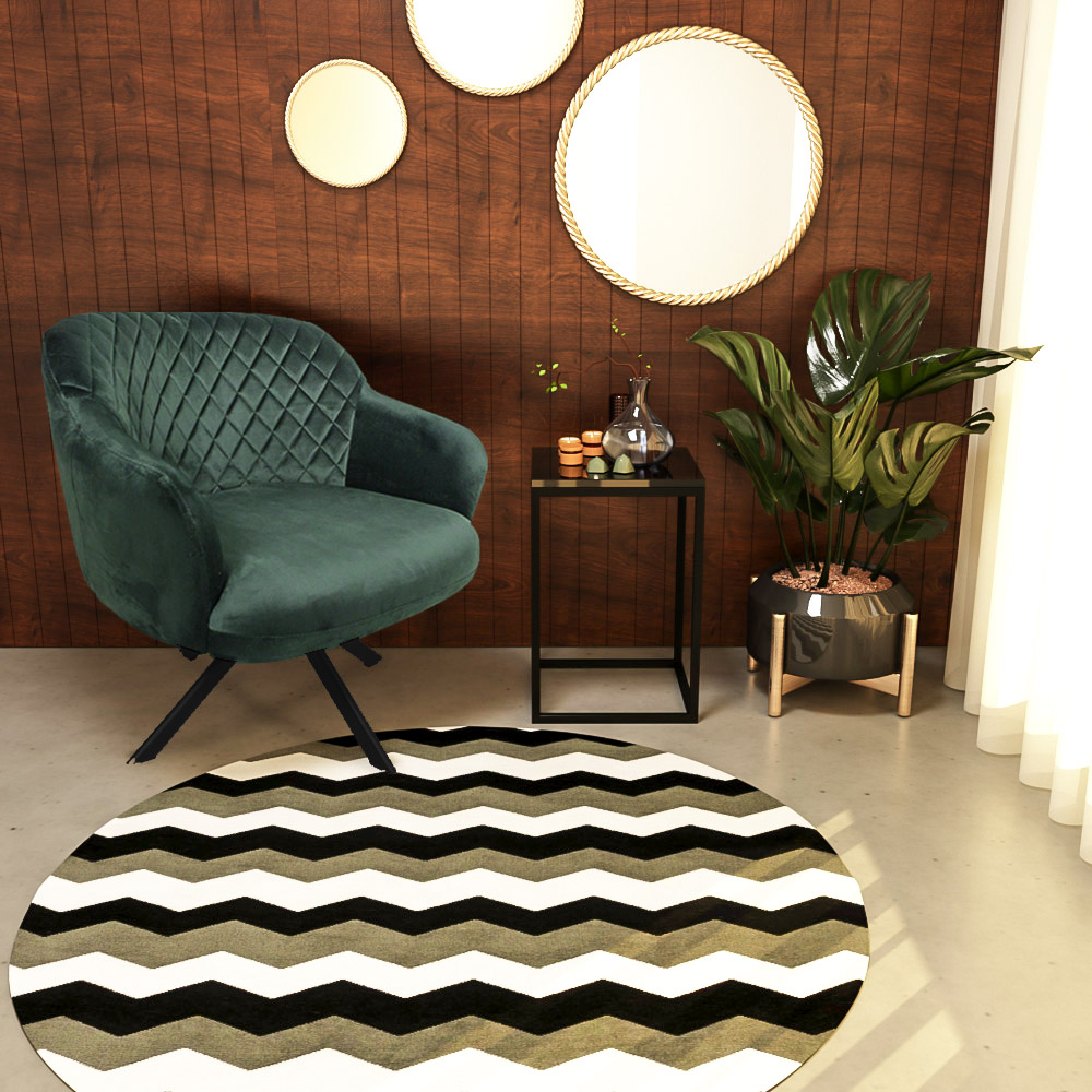 Kit 2 Poltronas Decorativas Kitana Pés Preto Giratório Veludo Verde G15 - Gran Belo