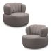 Kit 2 Poltronas Decorativas Mariele Sala de Estar Base Giratória em Aço Couro Avelã G88 - Gran Belo