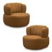 Kit 2 Poltronas Decorativas Mariele Sala de Estar Base Giratória em Aço Couro Caramelo G88 - Gran Belo