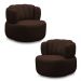 Kit 2 Poltronas Decorativas Mariele Sala de Estar Base Giratória em Aço Couro Marrom Chocolate G88 - Gran Belo