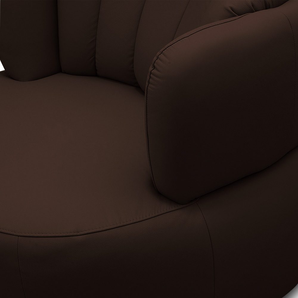 Kit 2 Poltronas Decorativas Mariele Sala de Estar Base Giratória em Aço Couro Marrom Chocolate G88 - Gran Belo
