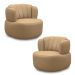 Kit 2 Poltronas Decorativas Mariele Sala de Estar Base Giratória em Aço Couro Nude G88 - Gran Belo