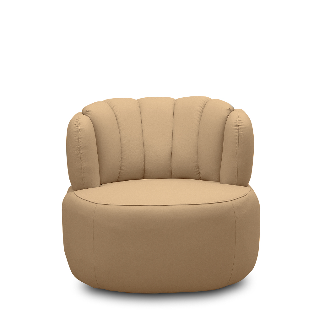 Kit 2 Poltronas Decorativas Mariele Sala de Estar Base Giratória em Aço Couro Nude G88 - Gran Belo