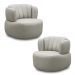 Kit 2 Poltronas Decorativas Mariele Sala de Estar Base Giratória em Aço Couro Off White G88 - Gran Belo