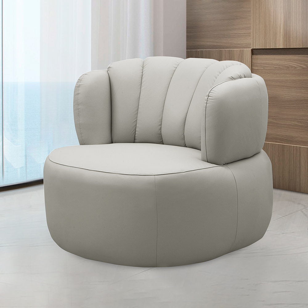Kit 2 Poltronas Decorativas Mariele Sala de Estar Base Giratória em Aço Couro Off White G88 - Gran Belo