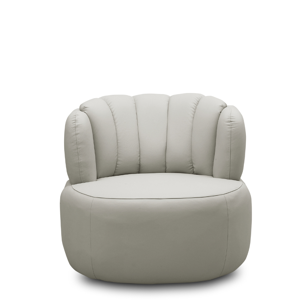 Kit 2 Poltronas Decorativas Mariele Sala de Estar Base Giratória em Aço Couro Off White G88 - Gran Belo