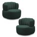 Kit 2 Poltronas Decorativas Mariele Sala de Estar Base Giratória em Aço Couro Verde Musgo G88 - Gran Belo