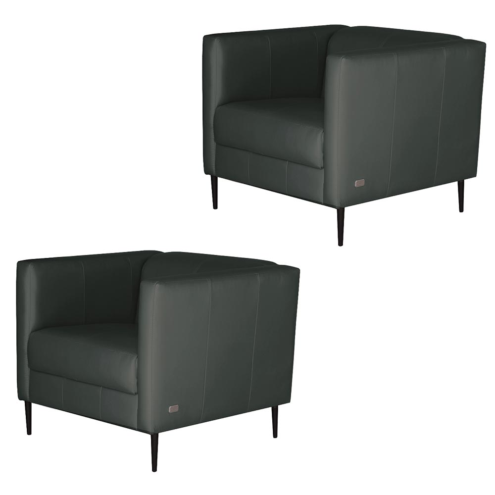 Kit 2 Poltronas Decorativas Pés De Ferro Iráklio Couro Verde G58 - Gran Belo