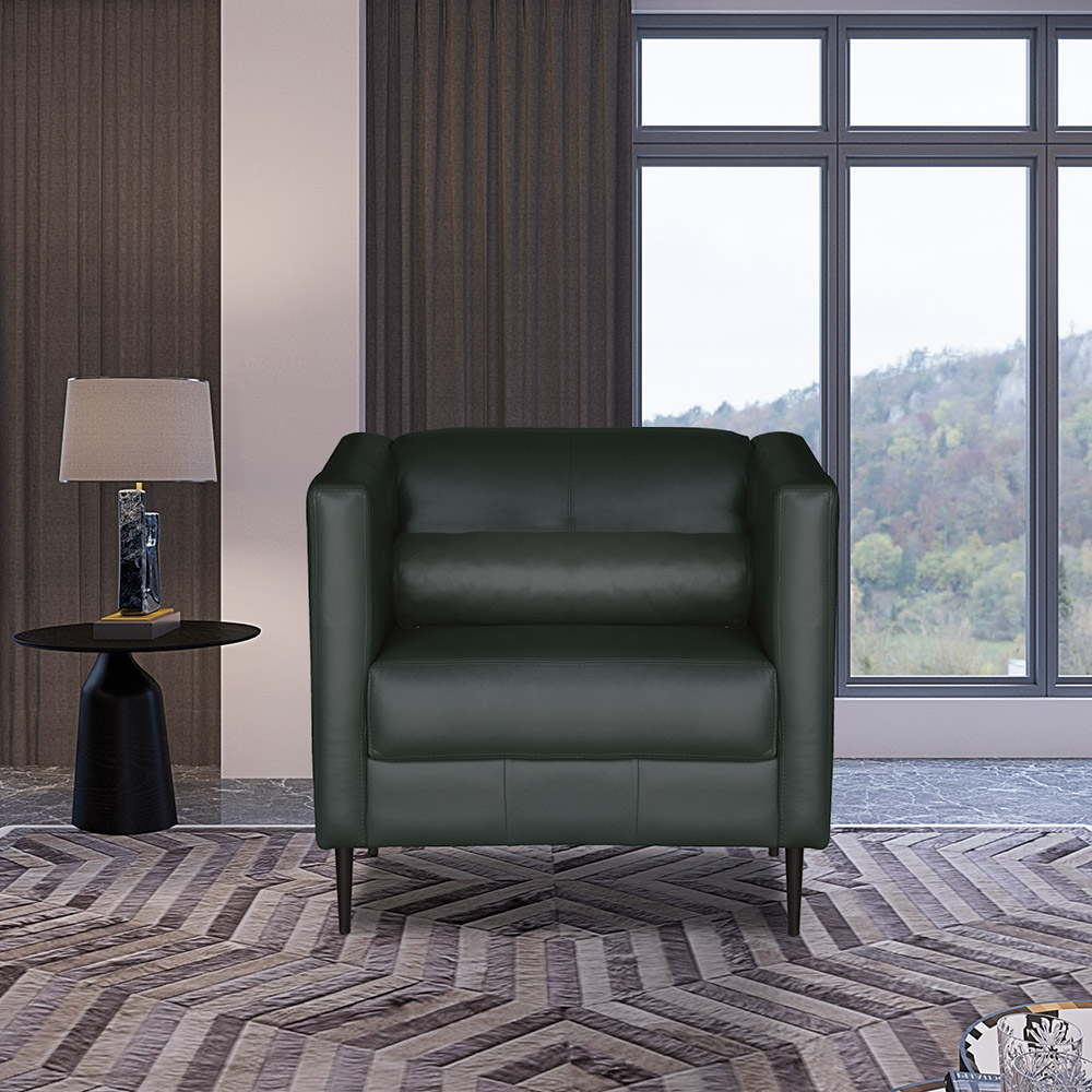 Kit 2 Poltronas Decorativas Pés De Ferro Iráklio Couro Verde G58 - Gran Belo