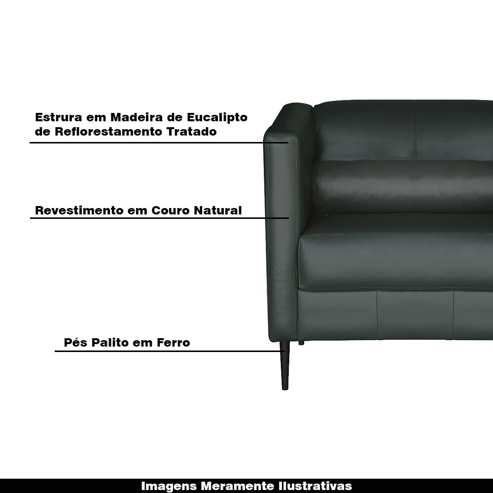 Kit 2 Poltronas Decorativas Pés De Ferro Iráklio Couro Verde G58 - Gran Belo