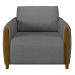 Kit 2 Poltronas Decorativas Pés Madeira Maceió Linho Chumbo G45 - Gran Belo