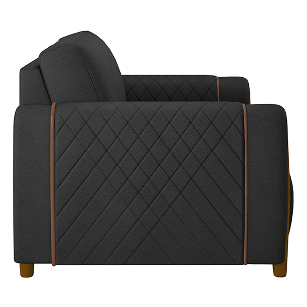 Kit 2 Poltronas Decorativas Pés Madeira Maceió PU Preto G45 - Gran Belo