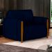 Kit 2 Poltronas Decorativas Pés Madeira Maceió Veludo Azul Marinho G45 - Gran Belo