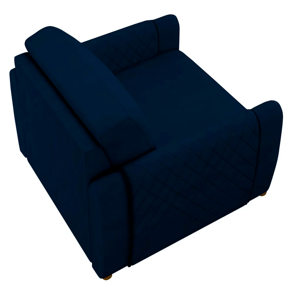Kit 2 Poltronas Decorativas Pés Madeira Maceió Veludo Azul Marinho G45 - Gran Belo