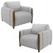 Kit 2 Poltronas Decorativas Pés Madeira Maceió Veludo Cinza G45 - Gran Belo