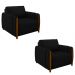 Kit 2 Poltronas Decorativas Pés Madeira Maceió Veludo Preto G45 - Gran Belo