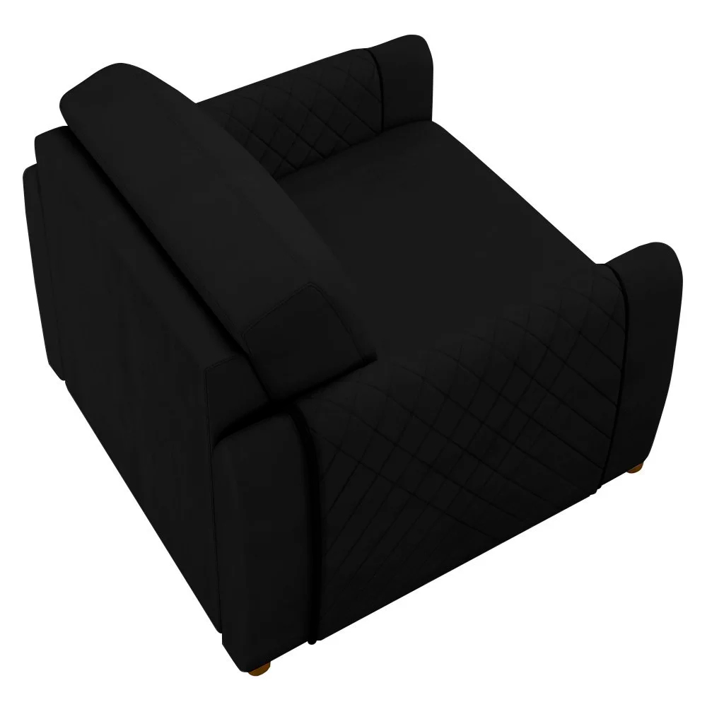 Kit 2 Poltronas Decorativas Pés Madeira Maceió Veludo Preto G45 - Gran Belo