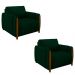 Kit 2 Poltronas Decorativas Pés Madeira Maceió Veludo Verde G45 - Gran Belo