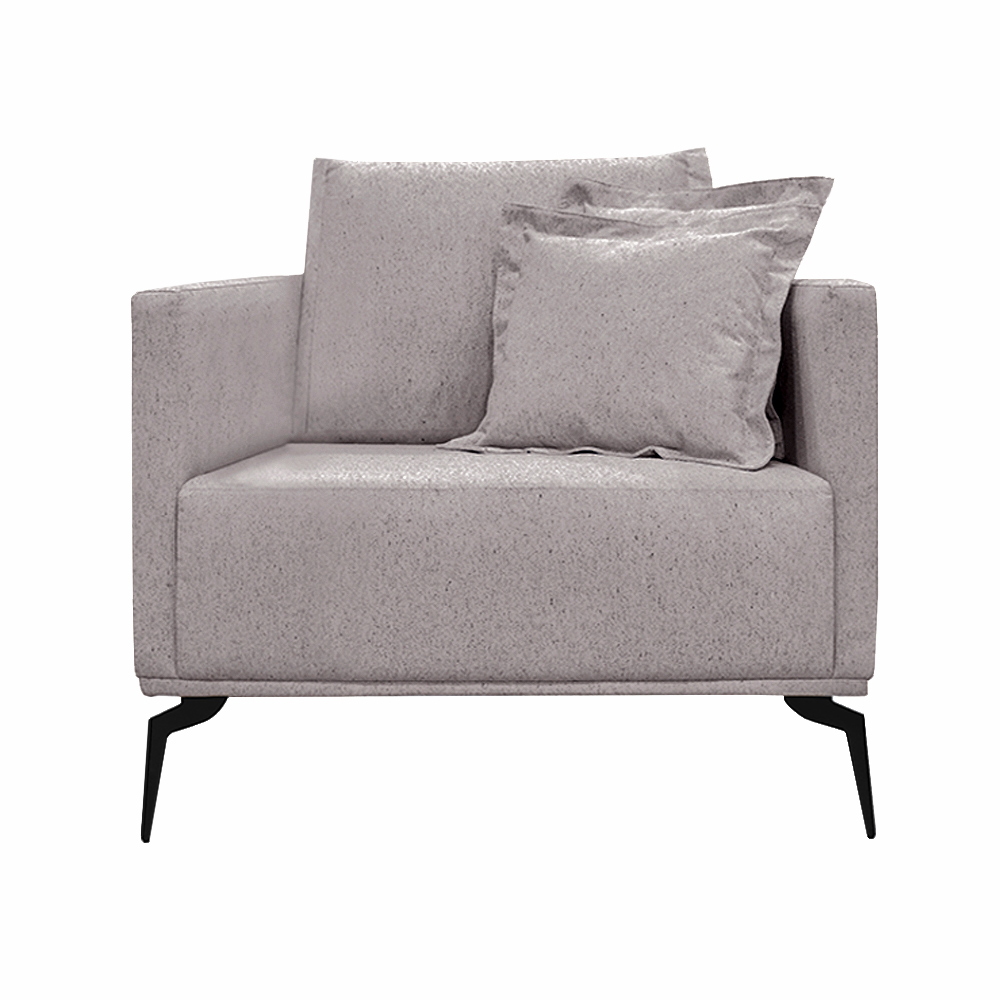 Kit 2 Poltronas Decorativas Pés em Aço Stagno Linho Areia Rústico G63 - Gran Belo