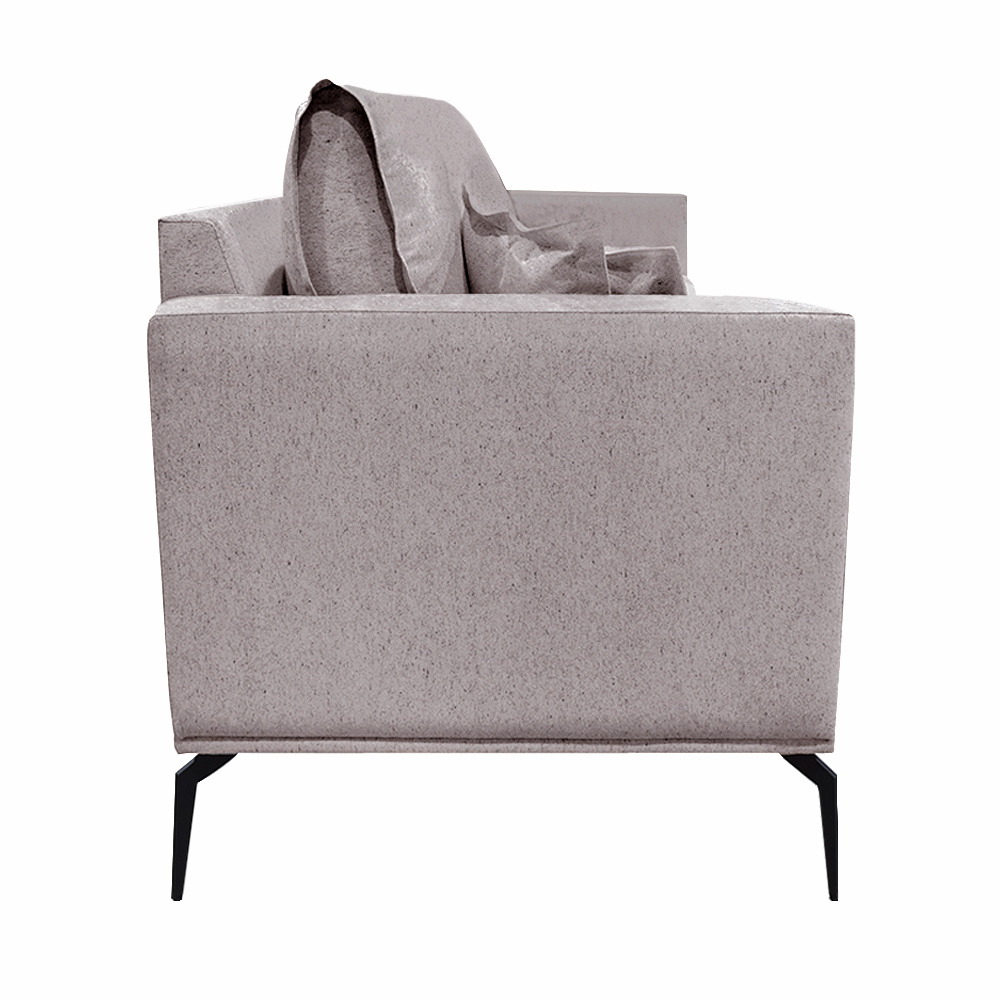 Kit 2 Poltronas Decorativas Pés em Aço Stagno Linho Areia Rústico G63 - Gran Belo
