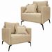 Kit 2 Poltronas Decorativas Pés em Aço Stagno Linho Bege G63 - Gran Belo