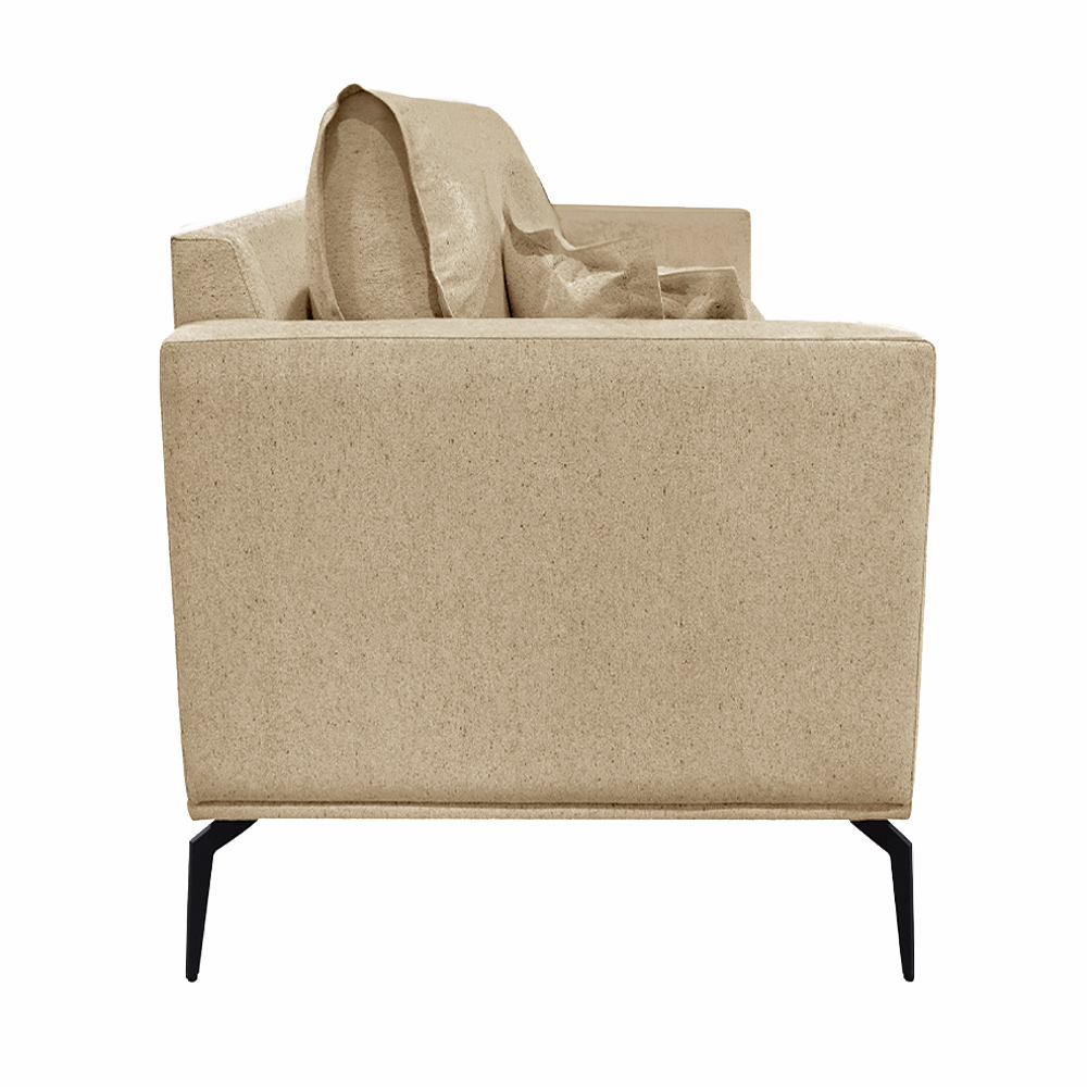 Kit 2 Poltronas Decorativas Pés em Aço Stagno Linho Bege G63 - Gran Belo