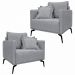 Kit 2 Poltronas Decorativas Pés em Aço Stagno Linho Cinza G63 - Gran Belo