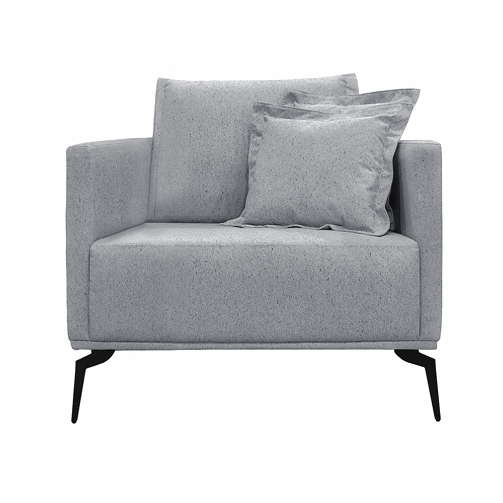 Kit 2 Poltronas Decorativas Pés em Aço Stagno Linho Cinza G63 - Gran Belo