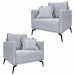Kit 2 Poltronas Decorativas Pés em Aço Stagno Linho Cinza Rustico G63 - Gran Belo