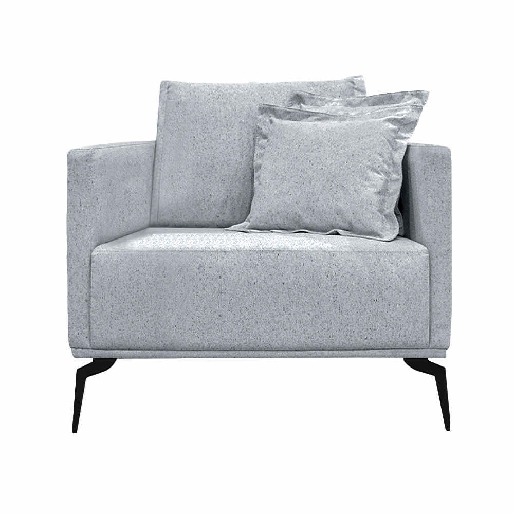 Kit 2 Poltronas Decorativas Pés em Aço Stagno Linho Cinza Rustico G63 - Gran Belo