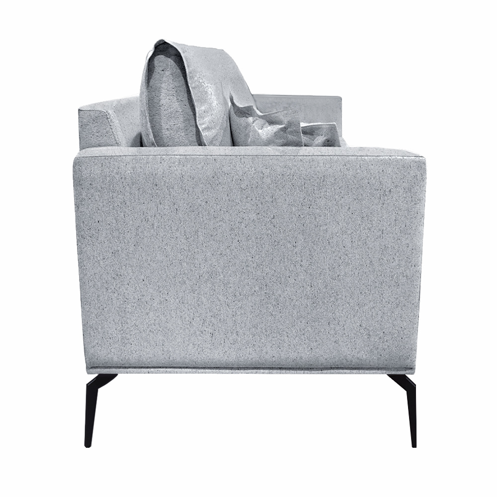 Kit 2 Poltronas Decorativas Pés em Aço Stagno Linho Cinza Rustico G63 - Gran Belo