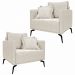 Kit 2 Poltronas Decorativas Pés em Aço Stagno Linho Off White Rústico G63 - Gran Belo
