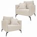 Kit 2 Poltronas Decorativas Pés em Aço Stagno Linho Pérola G63 - Gran Belo