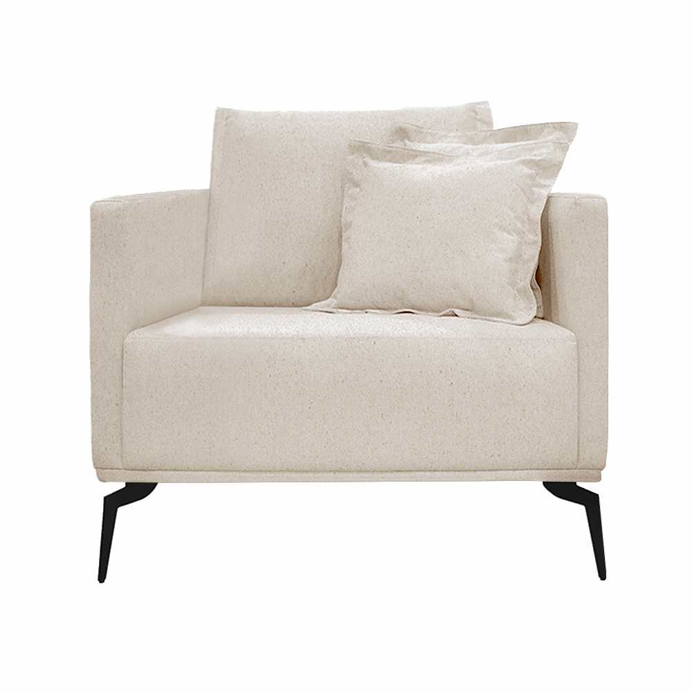 Kit 2 Poltronas Decorativas Pés em Aço Stagno Linho Pérola G63 - Gran Belo