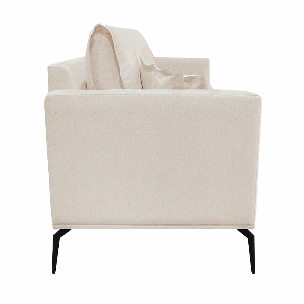 Kit 2 Poltronas Decorativas Pés em Aço Stagno Linho Pérola G63 - Gran Belo