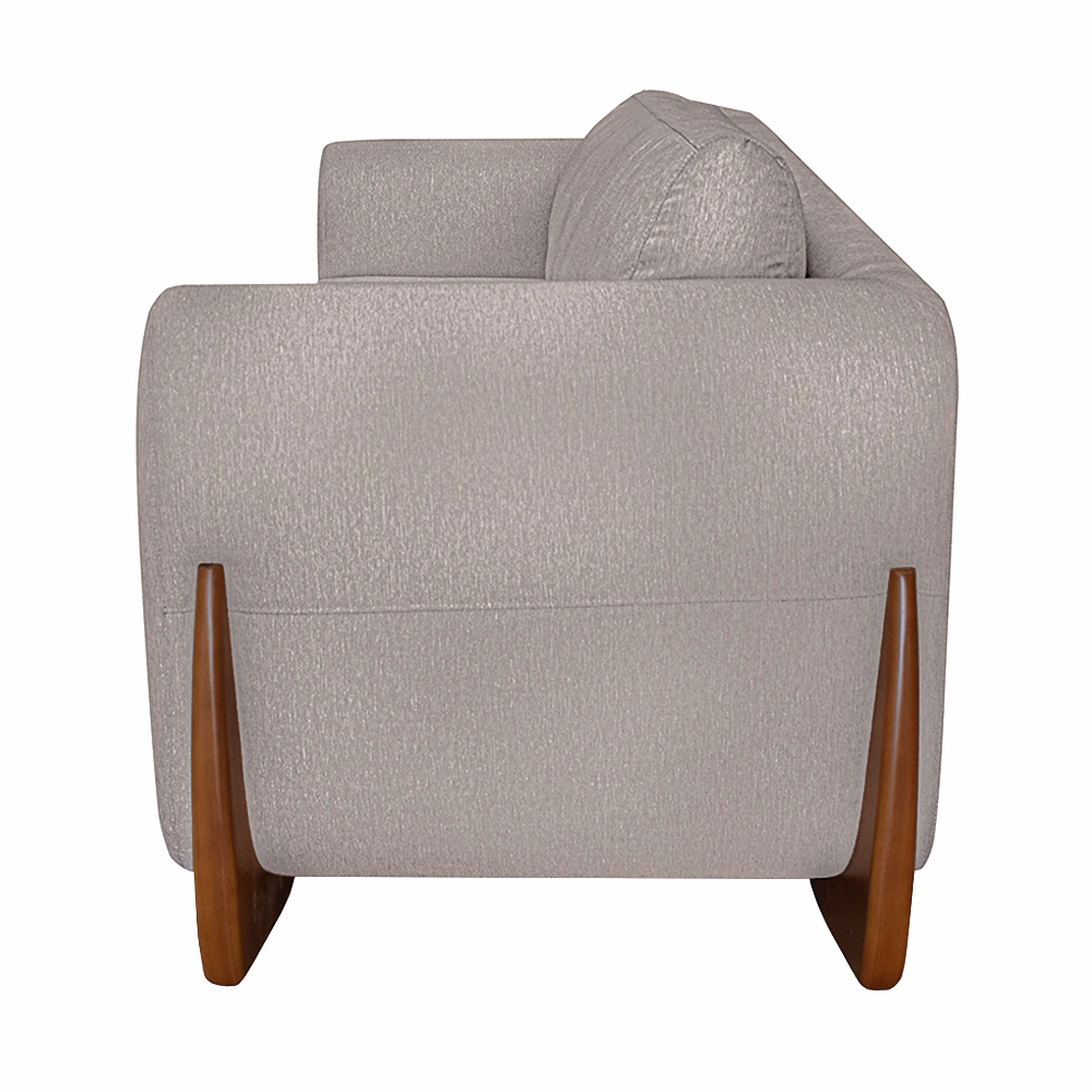 Kit 2 Poltronas Decorativas Pés em Madeira Buzz Linho Areia Rústico G63 - Gran Belo