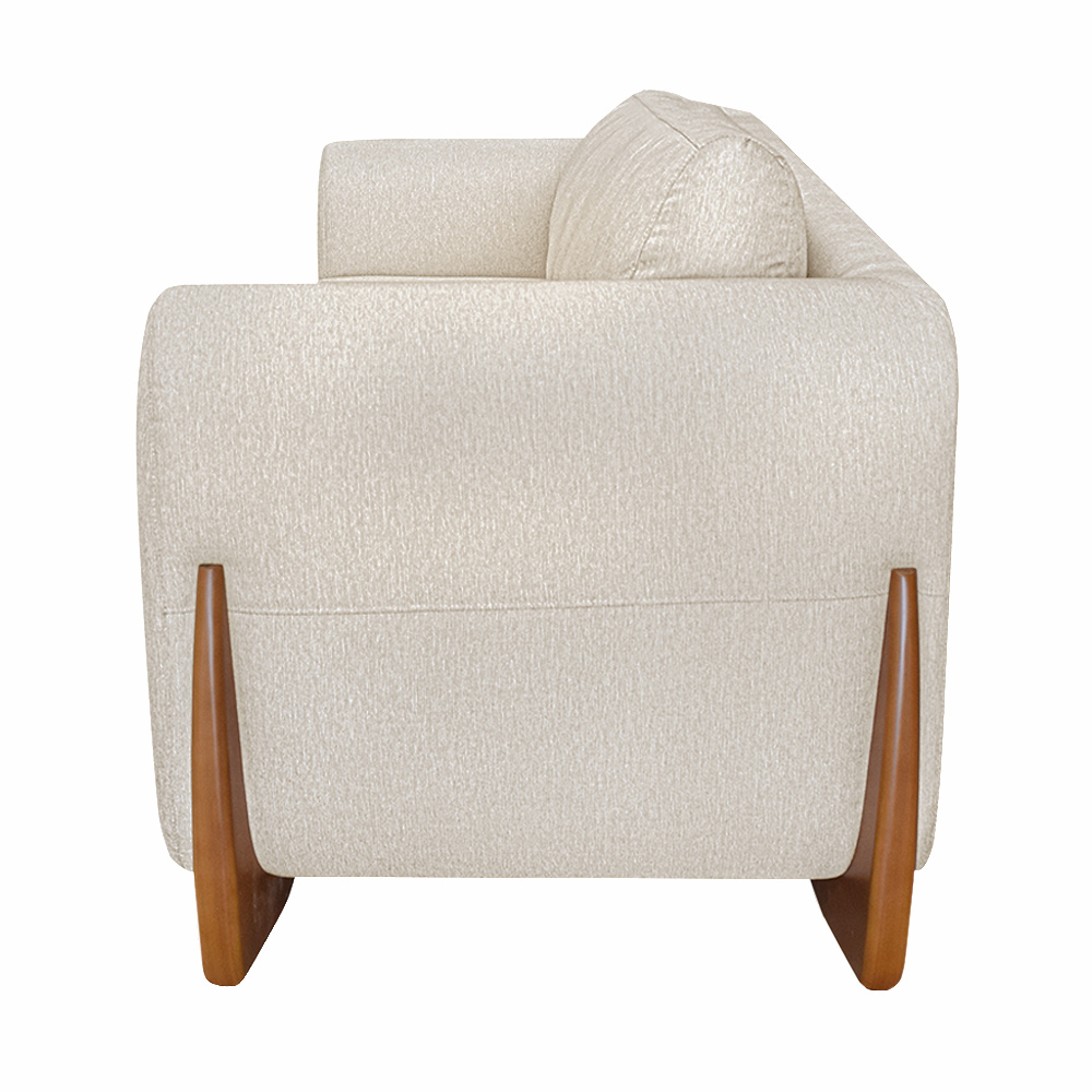 Kit 2 Poltronas Decorativas Pés em Madeira Buzz Linho Off White Rústico G63 - Gran Belo