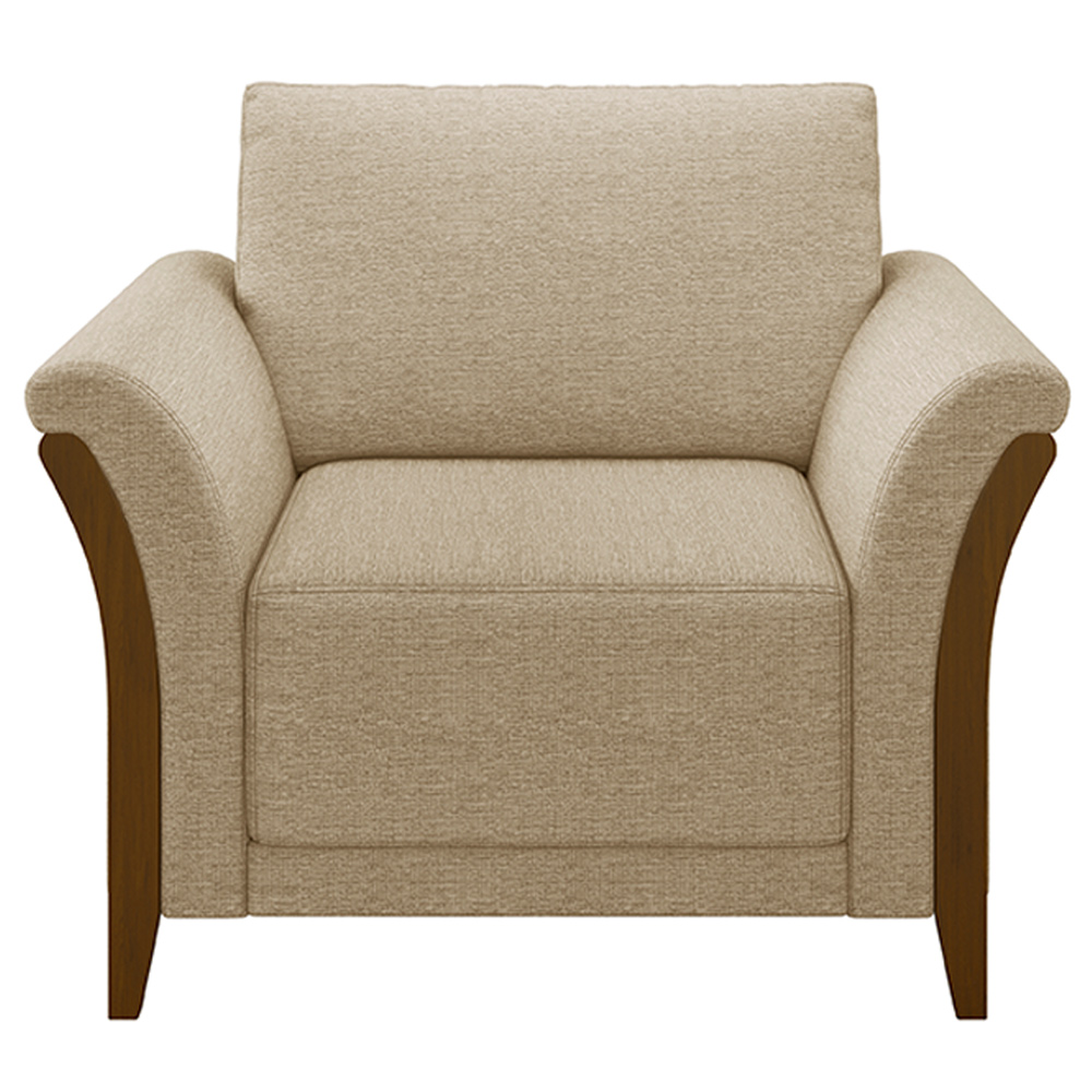 Kit 2 Poltronas Decorativas Pés em Madeira Market Linho Bege G45 - Gran Belo