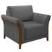Kit 2 Poltronas Decorativas Pés em Madeira Market Linho Chumbo G45 - Gran Belo