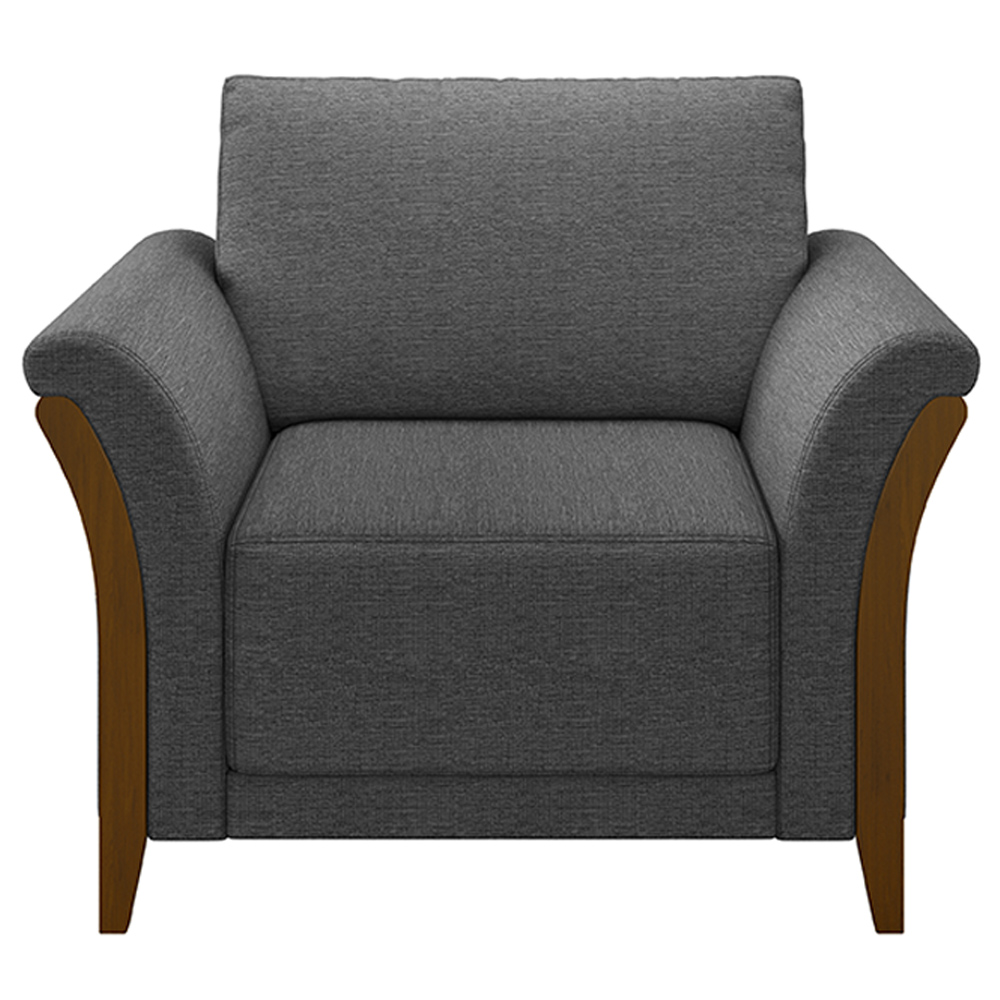 Kit 2 Poltronas Decorativas Pés em Madeira Market Linho Chumbo G45 - Gran Belo