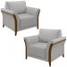 Kit 2 Poltronas Decorativas Pés em Madeira Market Linho Cinza G45 - Gran Belo