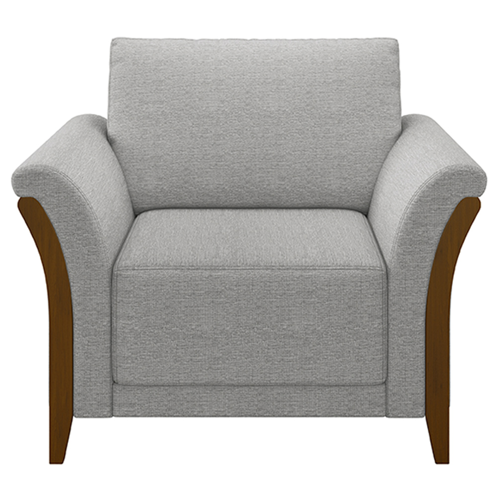 Kit 2 Poltronas Decorativas Pés em Madeira Market Linho Cinza G45 - Gran Belo